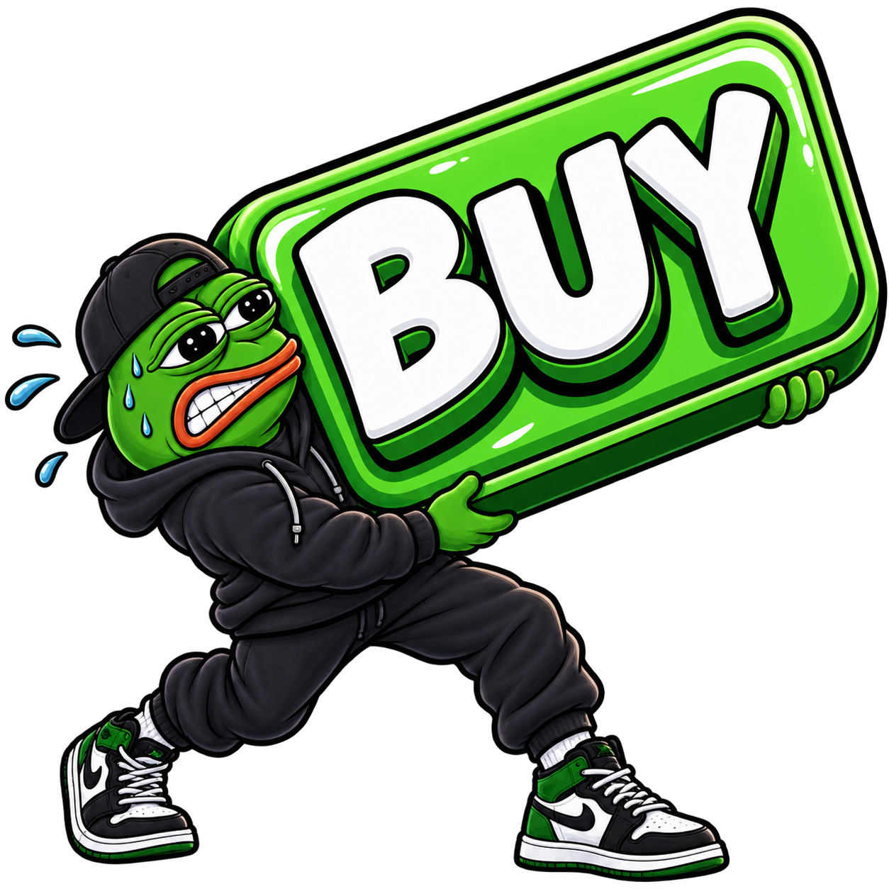 PEPE carrying a BUY button